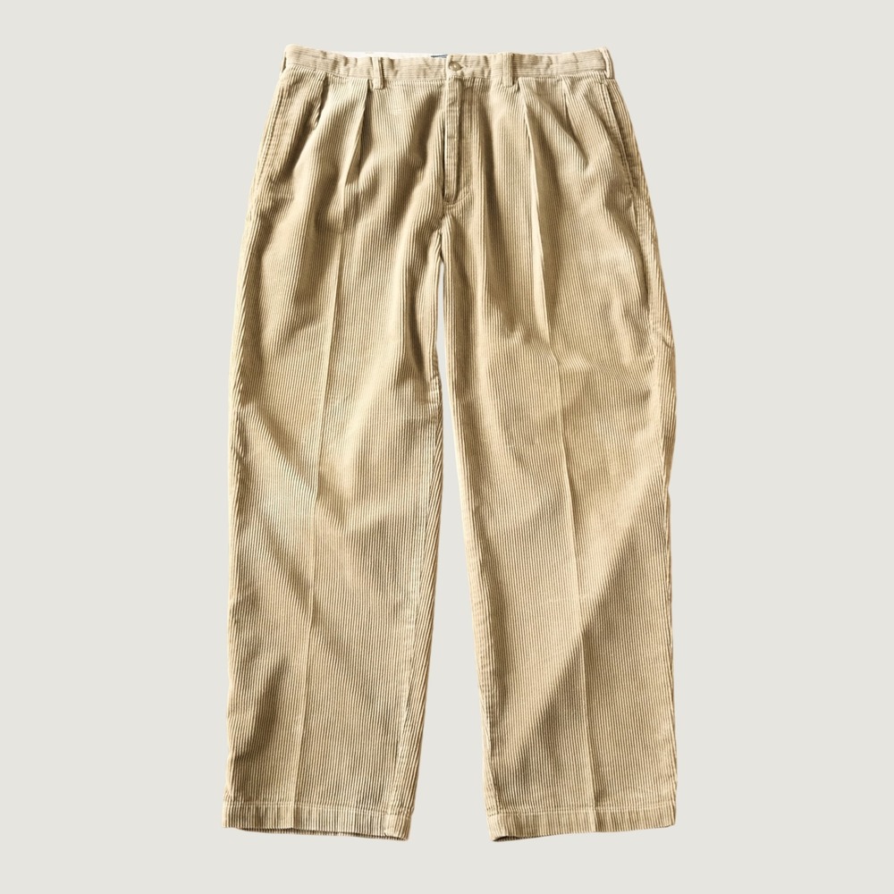 Polo Ralph Lauren Andrew Pant Tan Pleated Corduroy Pants 35x30 Vintage Preppy